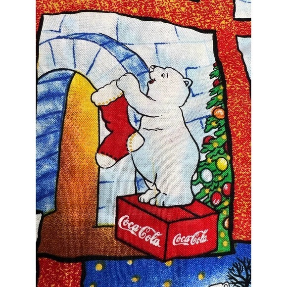 Coca Cola Polar‎ Bear Merry Christmas Waistcoat Vest Reversible Print Size S/M - Picture 4 of 12